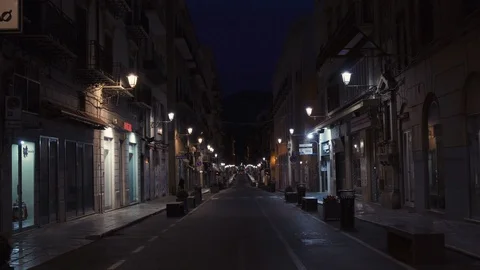 Street in Palermo at night Stock Footage 88636454