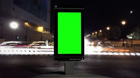Street Panel Green Screen Night Traffic Time Lapse Cars, Street Billboard Video stock 161153959