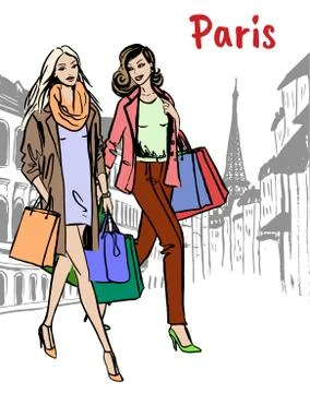 Street of Paris Stock Illustration