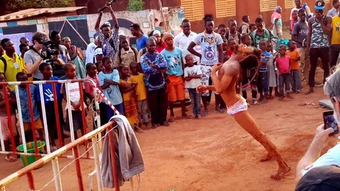 Street performance and dance by Snake artist Stock Footage 80742226