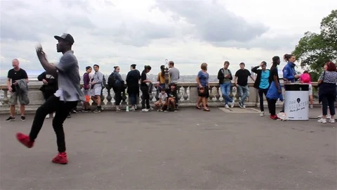 A street performer dancing Stock Footage 78502646