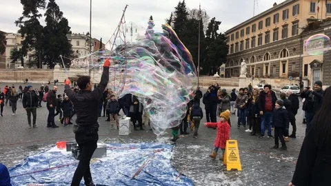 A street performer in Rome Stock Footage 115339272