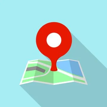 Street pin map icon, flat style Ilustración de archivo