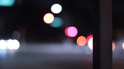 Street pole with busy intersection behind Stock Footage 47466387