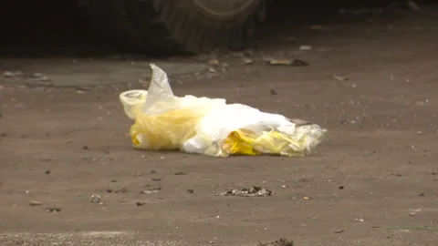 Street Pollution with Plastic Waste Stock Footage 321466124