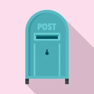 Street post box icon, flat style Stock Illustration