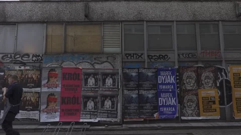 Street with posters Stock Footage 147405968