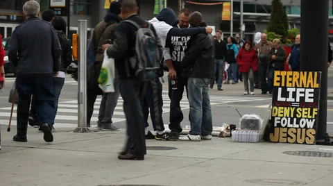 Street praying Stock Footage 30239694