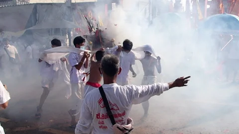 Street Procession circle dance Stock Footage 141569656