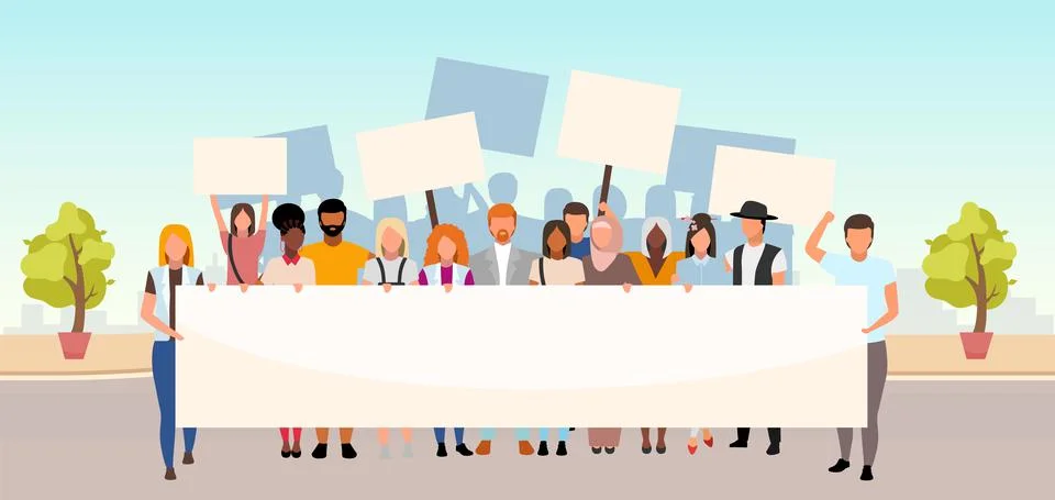 Street protest flat vector illustration Illustrazione stock