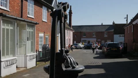 Street pump located in the popular Pump Street, Orford Stock Footage 172220140