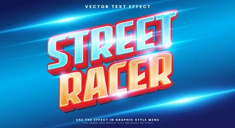 Street Racer editable text effect Stock Illustration