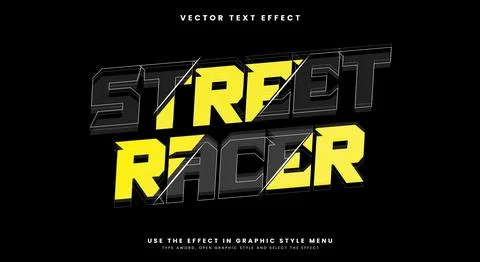 Street Racer editable text effect Template Stock Illustration