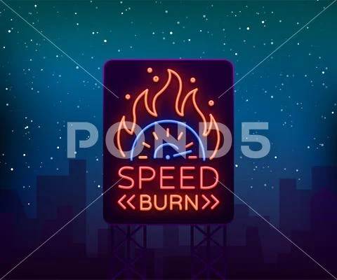 Street racing billboard logo emblem template vector logo in neon style. A Stock Illustration