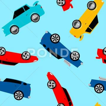 Street racing cars in a seamless pattern Stock Illustration
