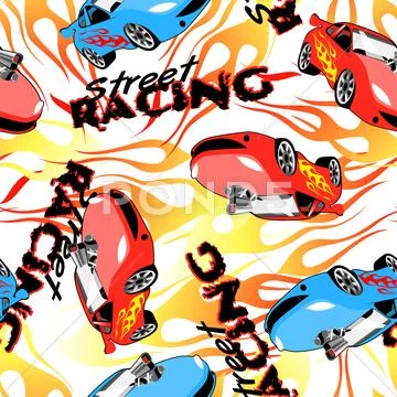 Street racing seamless pattern Stock Illustration