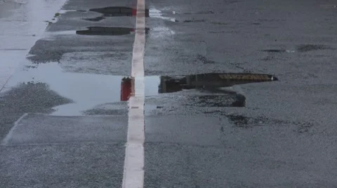 Street in the rain Stock Footage 7644030