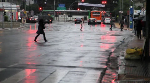 The street on a rainy day Stock Footage 27146355