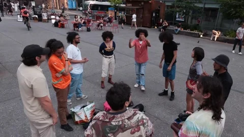 Street Rap Cypher Brings Hip-Hop Culture to Life in the East Village, New York Video stock 340058257