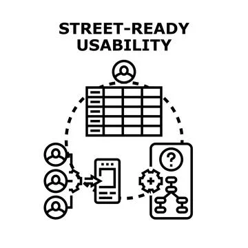 Street ready usability concept for user experience development Illustrazione stock