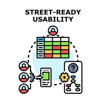 Street ready usability concept for user experience development Stock Illustration