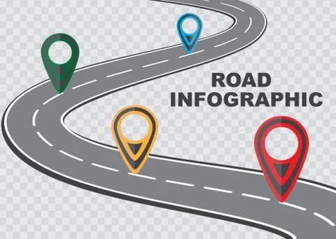 Street road map on checkered background ,business infographics with colorful pin Stock Illustration