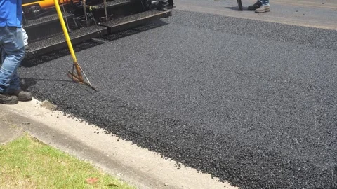 Street Rollers and Paving Machine working together during street paving 1 Stock Footage 276303371