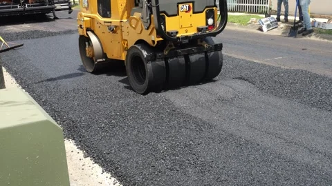 Street Rollers working together during street paving 1 Stock Footage 276302044