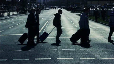 Street scene in back light Stockbeeldmateriaal 10894419