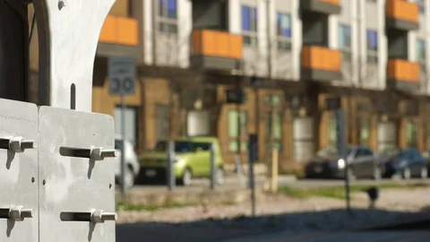 Street scene backplate with background soft for keying in talent. Stock Footage 101185463