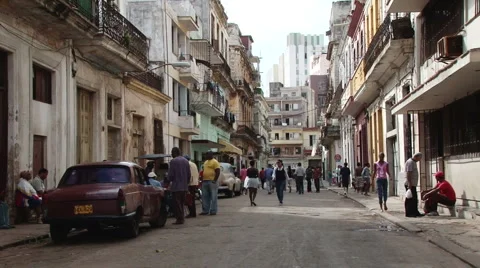 Street Scene in Centro Havana Stock Footage