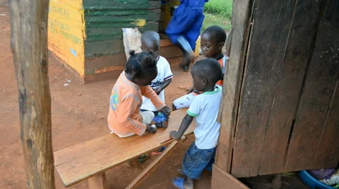 Street scene with children near Jinja, Uganda. Stock Footage 59796851