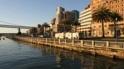 Street scene on harbor edge Stock-Footage 12033909