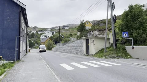 Street scene in Honningsvg Stock Footage 340337694