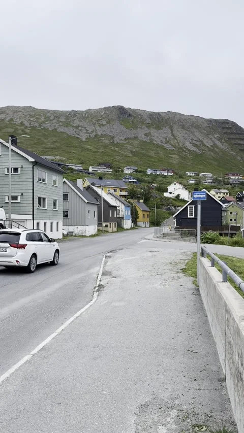 Street scene in Honningsvg Stock Footage 340338262