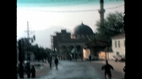 Street Scene with Mosque Stock Footage 277585080