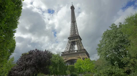 Street scene in Paris with Eiffel Tower, France, 4k Video stock 43709142