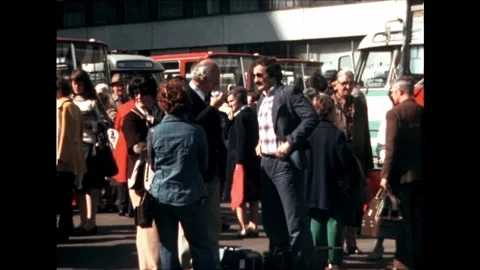 Street Scene with Soviet Buses Stock Footage 278399373