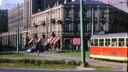 Street Scene Trolley Central Warsaw Communist 1970S Vintage Film Home Movie 4537 Stock Footage