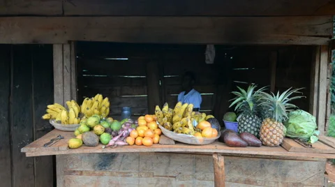 Street scene with vendor near Jinja, Uganda. Stock Footage 59796970