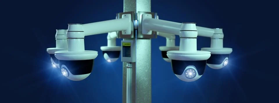 Street security cctv camera isolated on a background - 3d rendering Stock Illustration