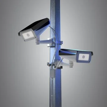 Street security cctv camera isolated on a background - 3d rendering Stock Illustration