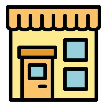 Street shop icon vector flat Ilustración de archivo