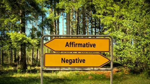 Street Sign Affirmative versus Negative Stock Illustration