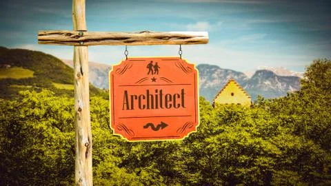 Street Sign to Architect Ilustración de archivo