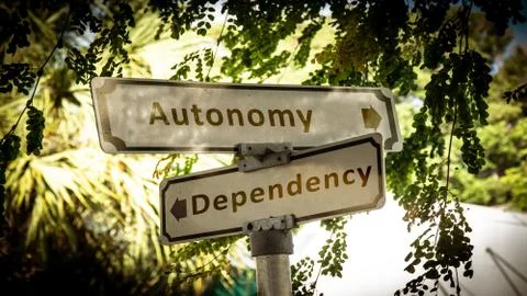 Street Sign Autonomy versus Dependency Stock Illustration