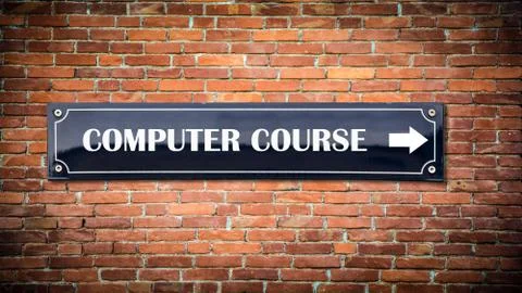 Street Sign COMPUTER COURSE Stock Illustration