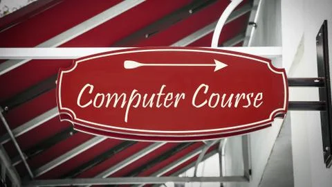 Street Sign COMPUTER COURSE Stock Illustration