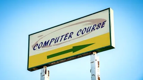 Street Sign COMPUTER COURSE Stock Illustration