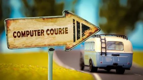 Street Sign COMPUTER COURSE Stock Illustration